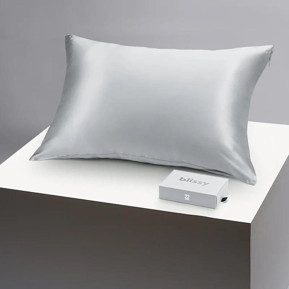 Blissy 100% Pure Mulberry Silk Pillowcase - Silver - King (20"X 36")